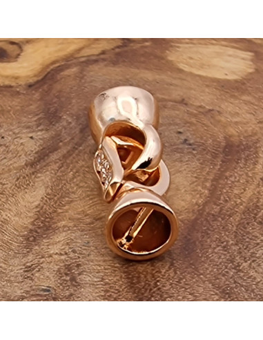 Schmuckschliesse 16mm Messing ROSE vergoldet, Strass