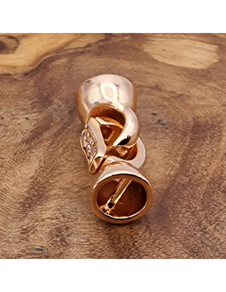 Schmuckschliesse 16mm Messing ROSE vergoldet, Strass