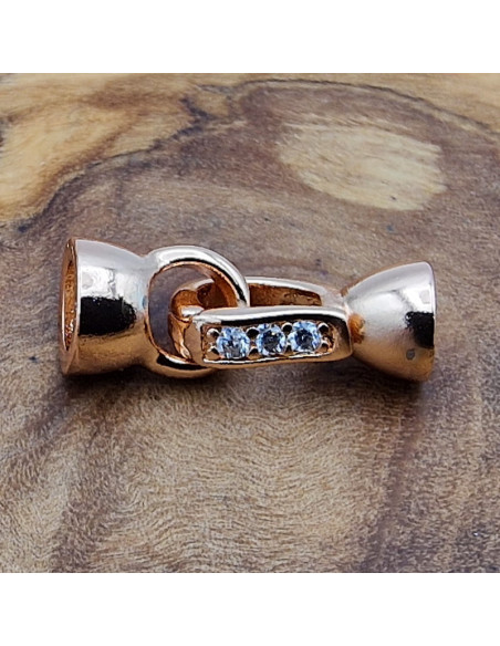 Schmuckschliesse 16mm Messing ROSE vergoldet, Strass