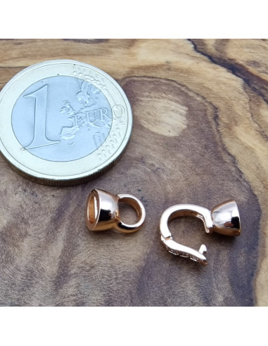 Schmuckschliesse 16mm Messing ROSE vergoldet, Strass