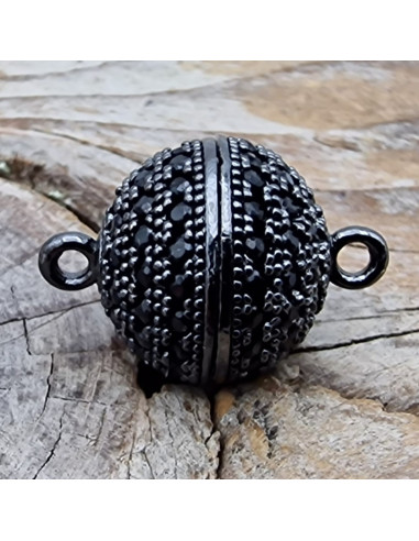Magnetschliesse 10mm schwarz, Strass, geklebt