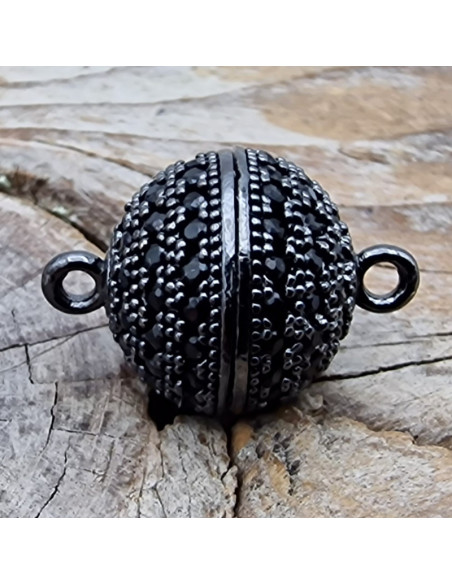 Magnetschliesse 10mm schwarz, Strass, geklebt