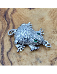 Schliesse Frosch 19mm, 925 Silber rhodiniert, Strass