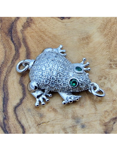 Schliesse Frosch 19mm, 925 Silber rhodiniert, Strass