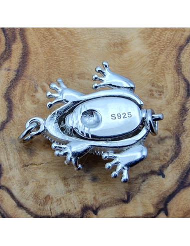 Schliesse Frosch 19mm, 925 Silber rhodiniert, Strass