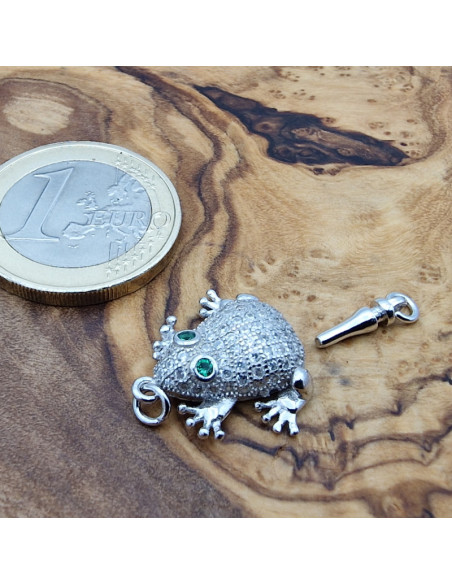 Schliesse Frosch 19mm, 925 Silber rhodiniert, Strass