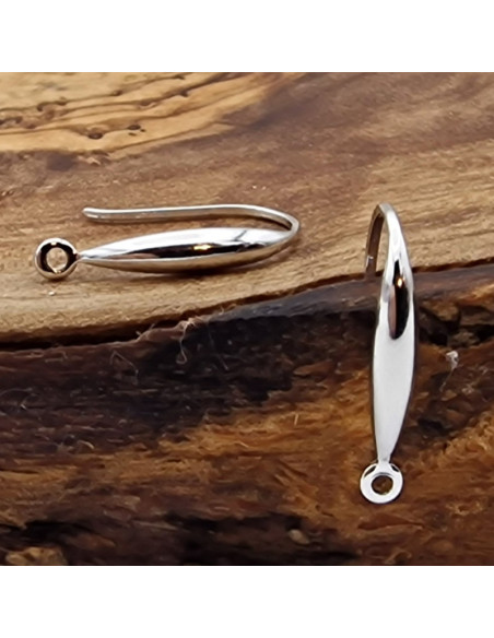 2 Stk. Ohrhaken 16mm, 925 Silber rhodiniert