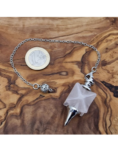 Rosenquarz Pendel mit Kette 2