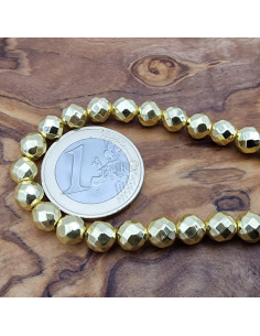 Blutsteinkette Gold (Hämatit) 6mm facettiert 2