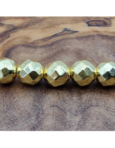 Blutsteinkette Gold (Hämatit) 6mm facettiert