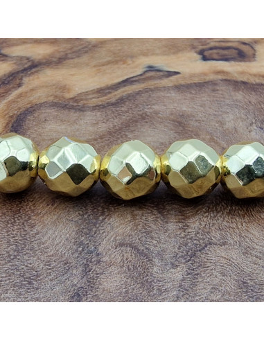 Blutsteinkette Gold (Hämatit) 6mm facettiert