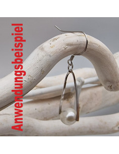 2 Stk. Ohrhaken Perlenclip, 925 Silber rhodiniert