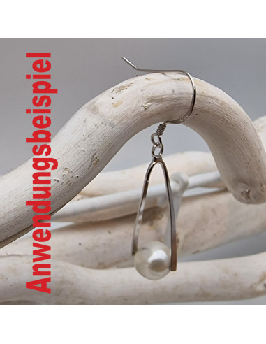 2 Stk. Ohrhaken Perlenclip, 925 Silber rhodiniert