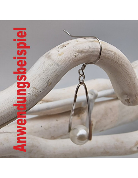 2 Stk. Ohrhaken Perlenclip, 925 Silber rhodiniert