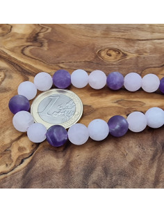 Amethyst-Bergkristall-Rosenquarzkette 8mm matt 2