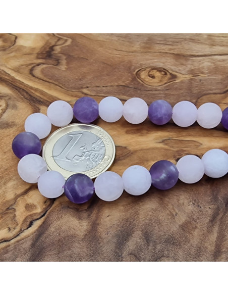 Amethyst-Bergkristall-Rosenquarzkette 8mm matt