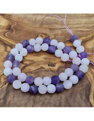 Amethyst-Bergkristall-Rosenquarzkette 8mm matt