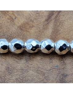 Blutsteinkette Silber (Hämatit) 4mm facettiert