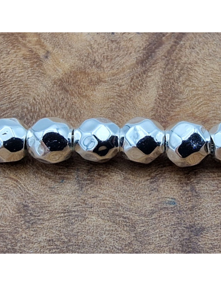 Blutsteinkette Silber (Hämatit) 4mm facettiert