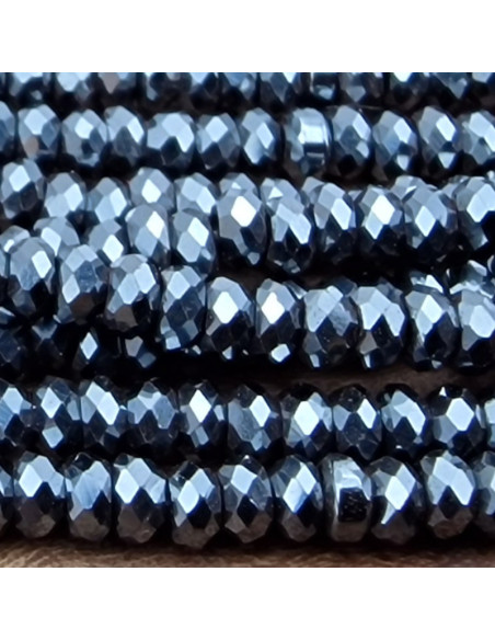 Blutsteinkette (Hämatit) 2x1mm facettiert