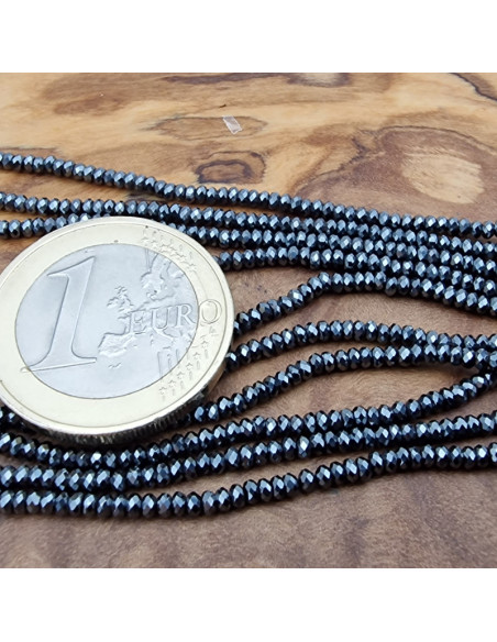 Blutsteinkette (Hämatit) 2x1mm facettiert