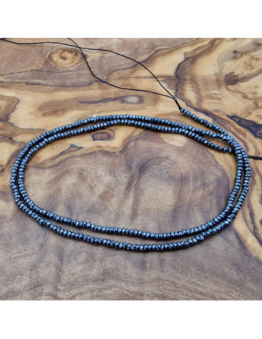 Blutsteinkette (Hämatit) 2x1mm facettiert