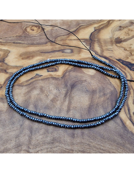 Blutsteinkette (Hämatit) 2x1mm facettiert