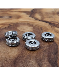 Zwischenteil Strass 6x2.5mm, Metall silberfarben