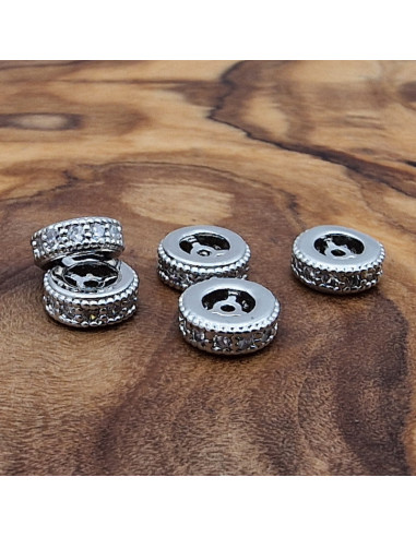 Zwischenteil Strass 6x2.5mm, Metall silberfarben