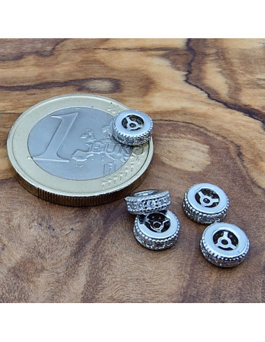 Zwischenteil Strass 6x2.5mm, Metall silberfarben