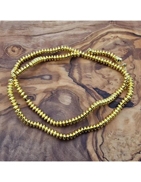 Blutsteinkette Gold (Hämatit) 4x2mm