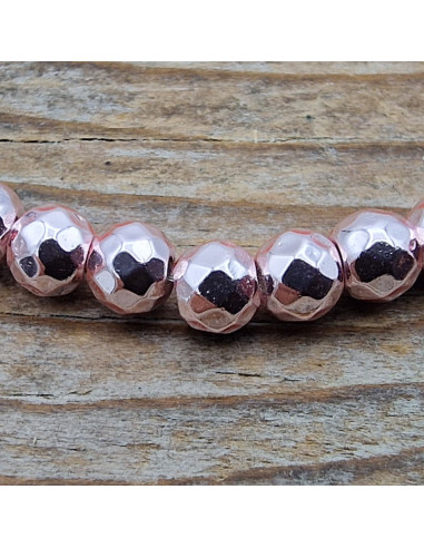 Blutsteinkette Rosa (Hämatit) 4mm facettiert