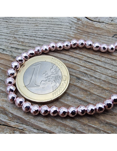 Blutsteinkette Rosa (Hämatit) 4mm facettiert