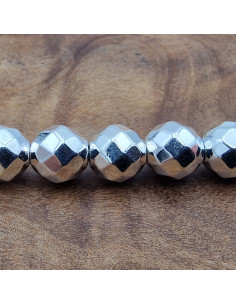 Blutsteinkette Silber (Hämatit) 6mm facettiert