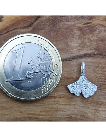 Charm Ginkgoblatt 8mm, 925 Silber