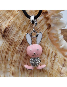 Charm Hase emailliert 26mm mit Strass, 925 Silber rhodiniert