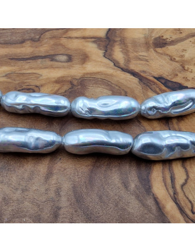 Shellperle 8x22mm grau
