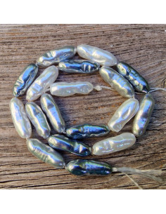 Shellperle 8x22mm grau-weiß 2