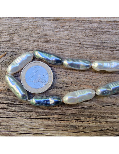 Shellperle 8x22mm grau-weiß