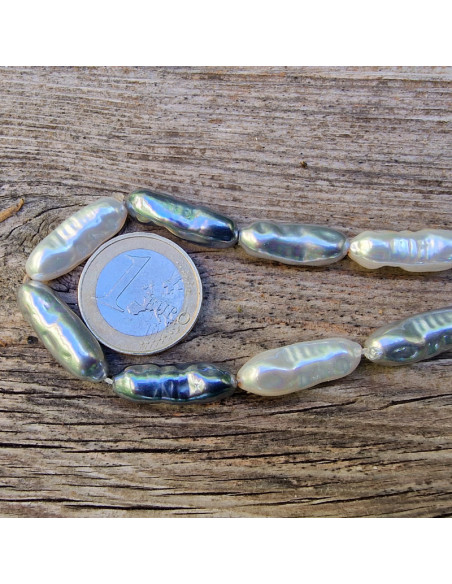 Shellperle 8x22mm grau-weiß