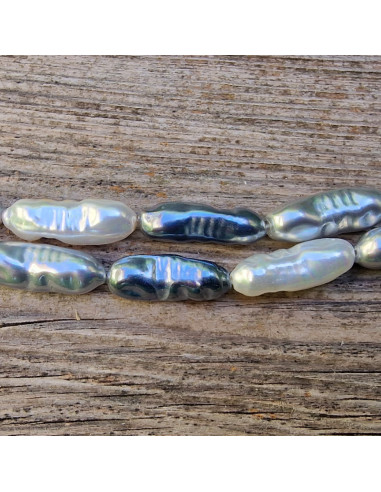 Shellperle 8x22mm grau-weiß