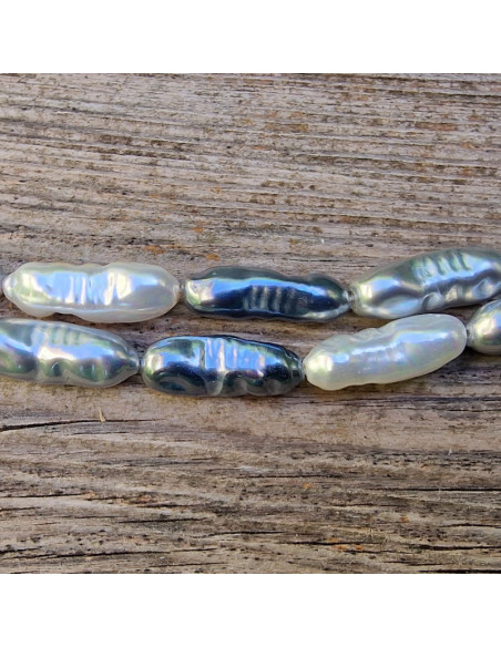 Shellperle 8x22mm grau-weiß