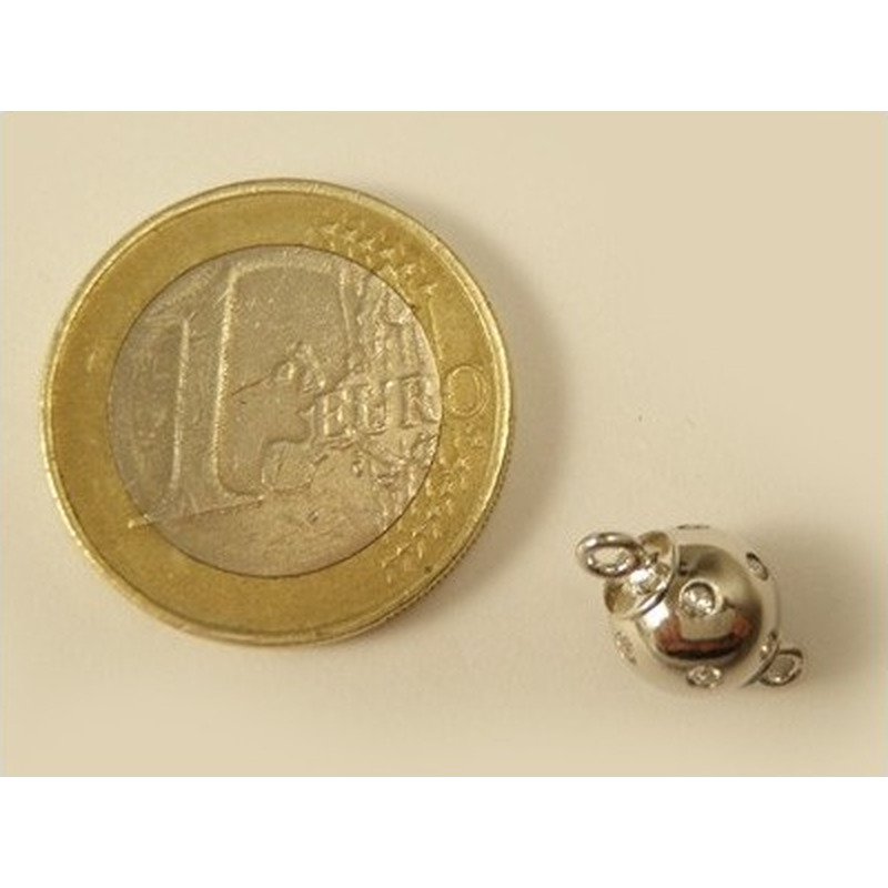 Magnetschliesse 8mm rhodiniert, Strass