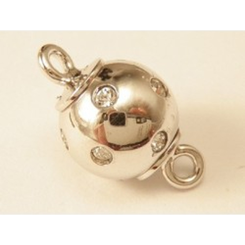 Magnetschliesse 8mm rhodiniert, Strass