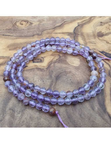 Purple Phantomquarzkette (Amethyst) facettiert 4mm