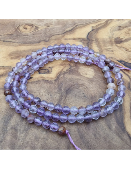 Purple Phantomquarzkette (Amethyst) facettiert 4mm