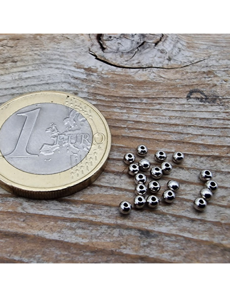 Quetschkugel 0.8mm, 925 Silber rhodiniert, 20 Stk