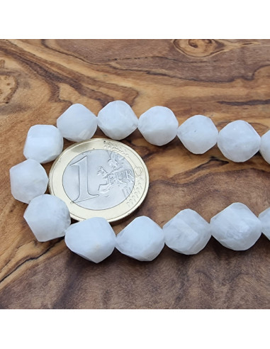 Mondsteinkette weiß 10x10mm facettiert getwistet