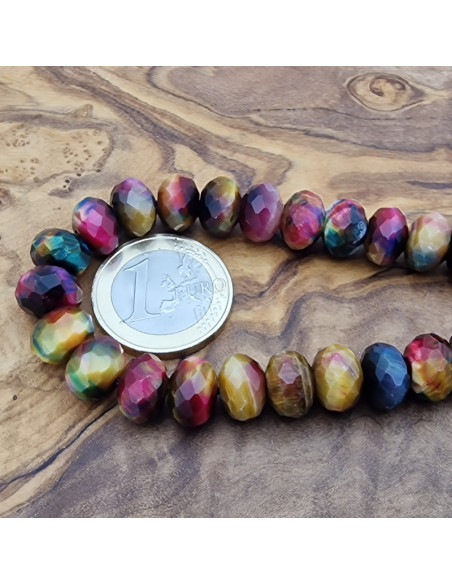 Tigeraugekette multicolor facettiert 10x6mm