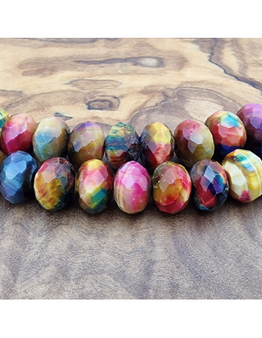 Tigeraugekette multicolor facettiert 10x6mm